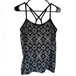 Athleta Harmonious Racerback Strappy Tank Active Top Size Small Black and White